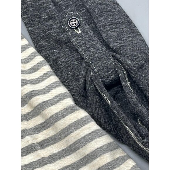 poof long sleeve shirt high low lace striped ivory gray boho cotton blend s armp - Picture 8 of 13